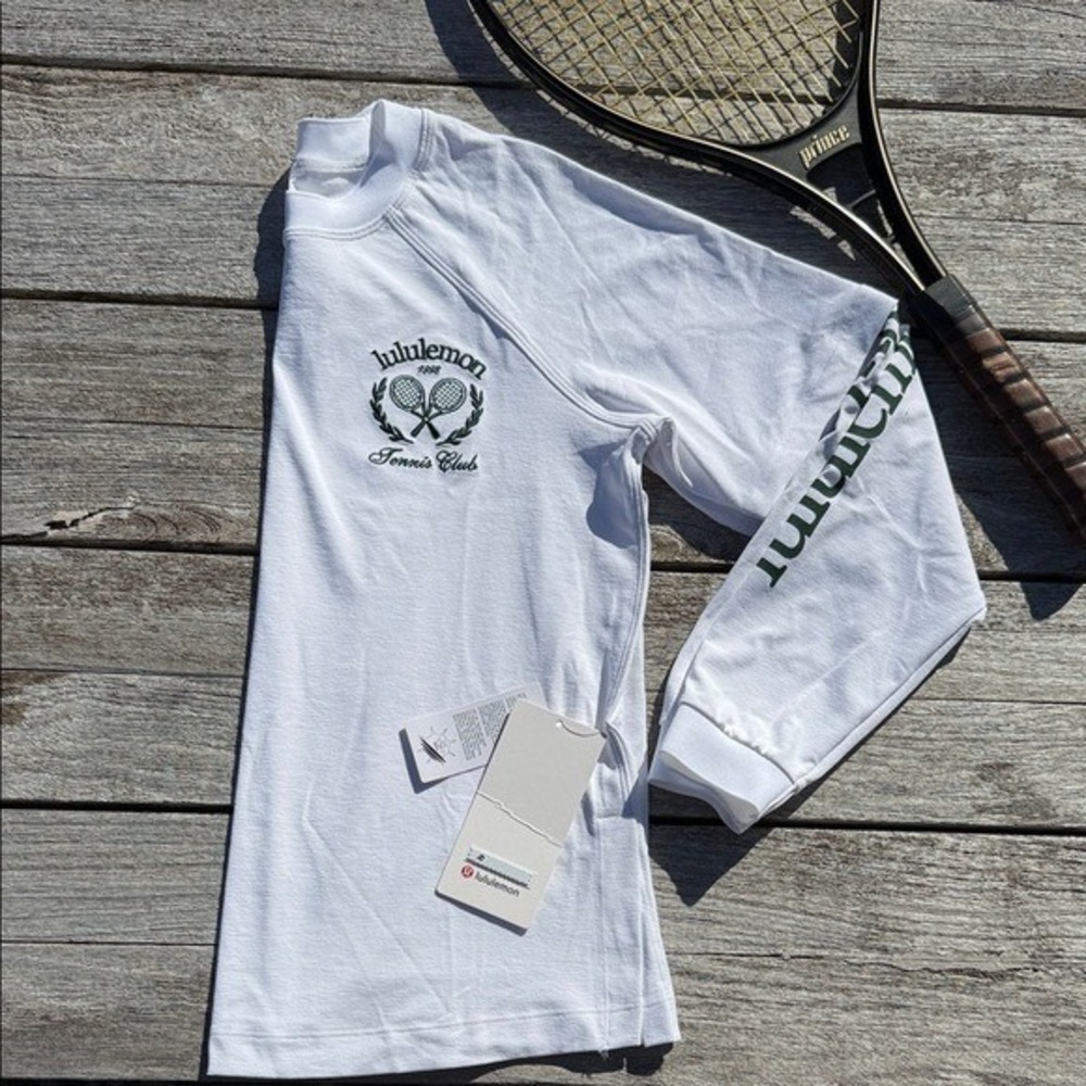 Lululemon Tennis Club Layered Long Sleeve White Alouette Size 6 NWT UPF 40+